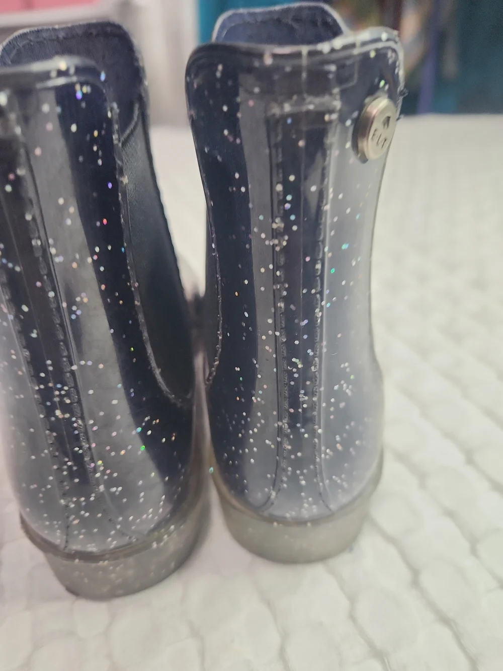 Kids Glitter Rain Boots - Navy Sparkle